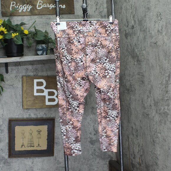 NWT Calvin Klein Printed High-Waist 7/8 Leggings Conceal Creamsicle Brown 1X - Picture 4 of 7